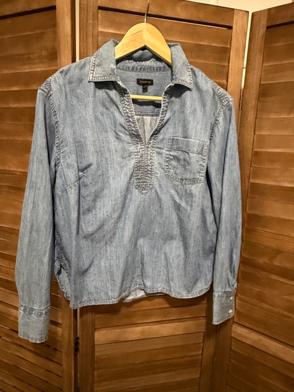 Talbots Light Blue Chambray Pullover Blouse